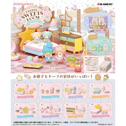 8pcs/set Genuine Re-Ment Little Twin Stars Pink Candy House Miniature Scene Anime Action Figure Model Toys Gift for Birthday