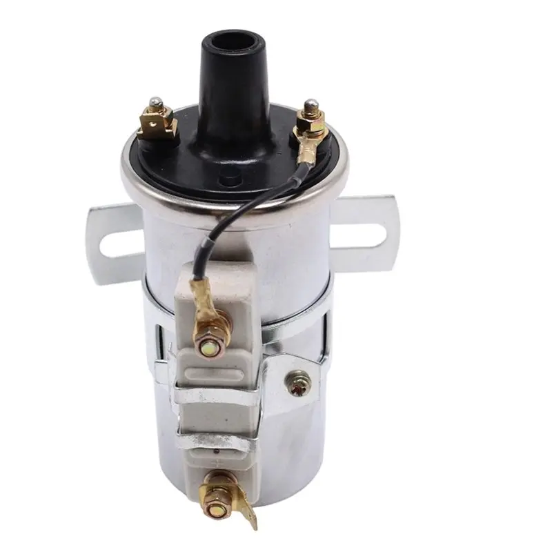 Chrome Canister 12V High Output Ignition Coil 60K Volts 60000V Reinforced With Ballast Resistor 1.8 Ohms HRC0033-CH