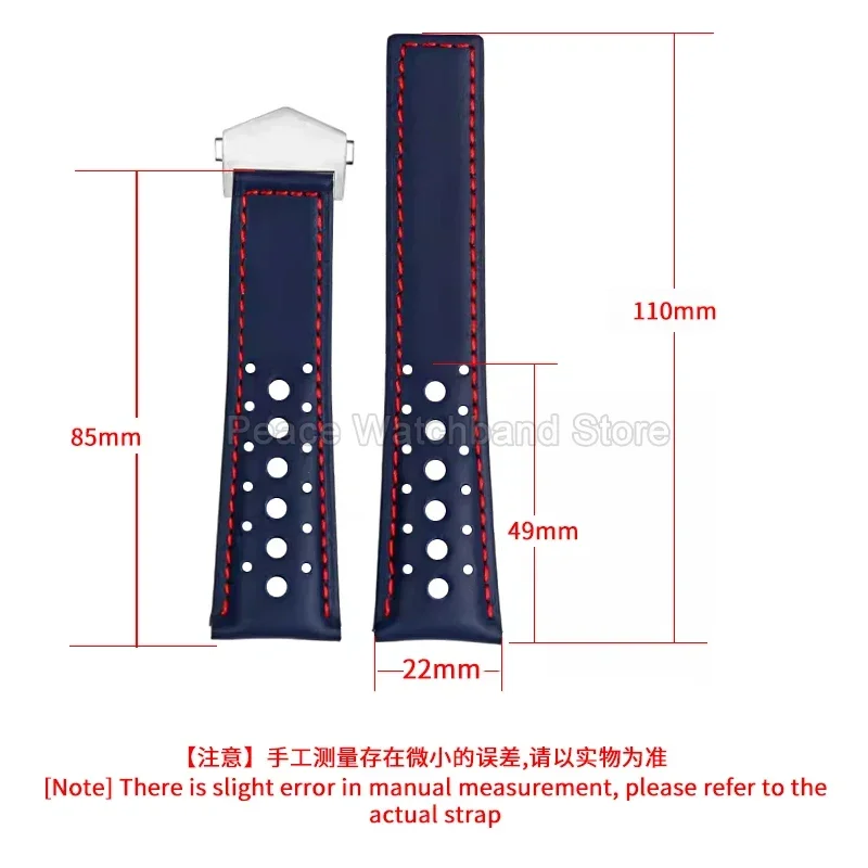For Tag Heuer Carrera Heritage Monaco Series Leisure Gentleman's Soft Exquisite Breathable Sweatproof Cowhide Watch Strap 22mm