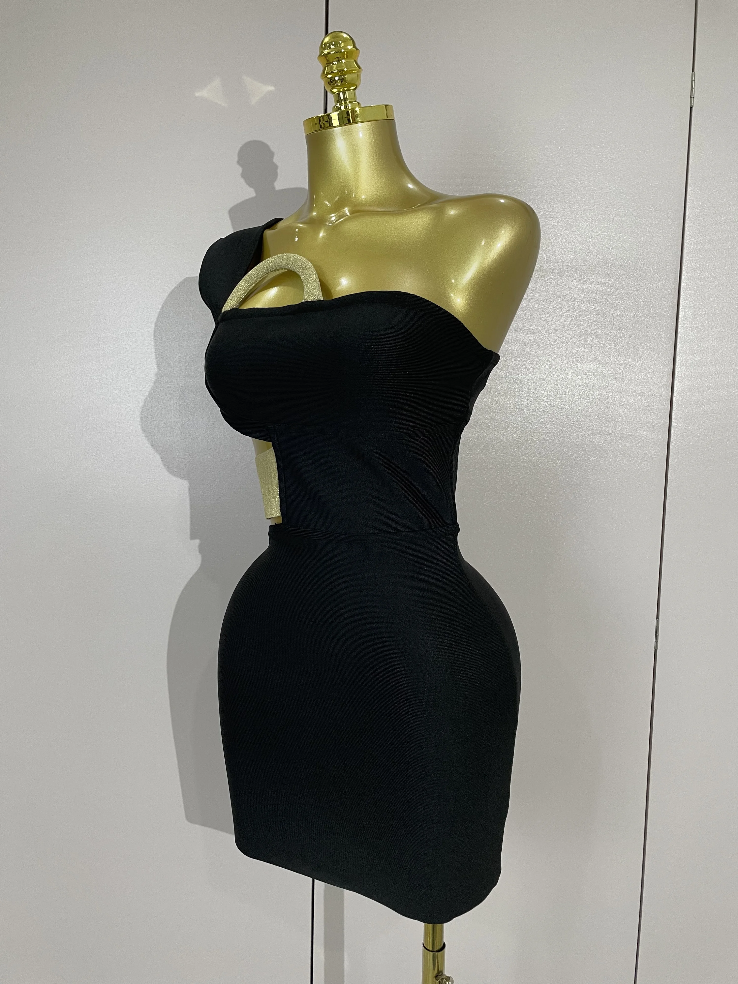 Frauen Sexy Cut Out Schwarz Bodycon Verband Kleid Abend Party Promi Elegante Geburtstag Club Kleider Foto Schießen Outfit