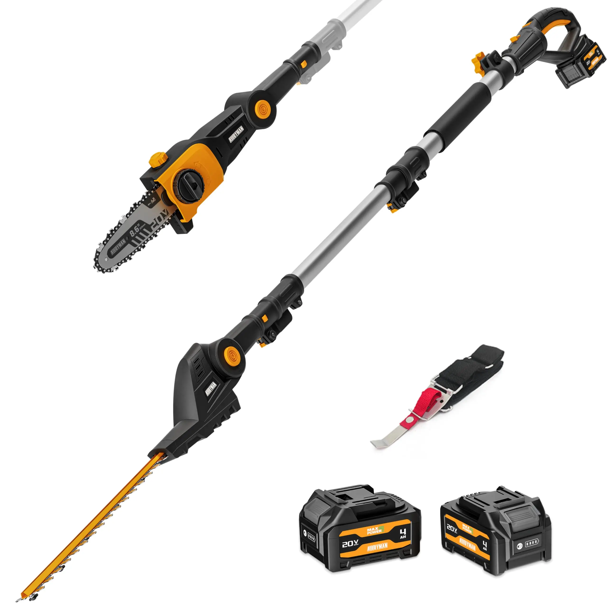 2-in-1 Telescopic Cordless Pole Hedge Trimmer 16'' &Pole Saw 8.6''