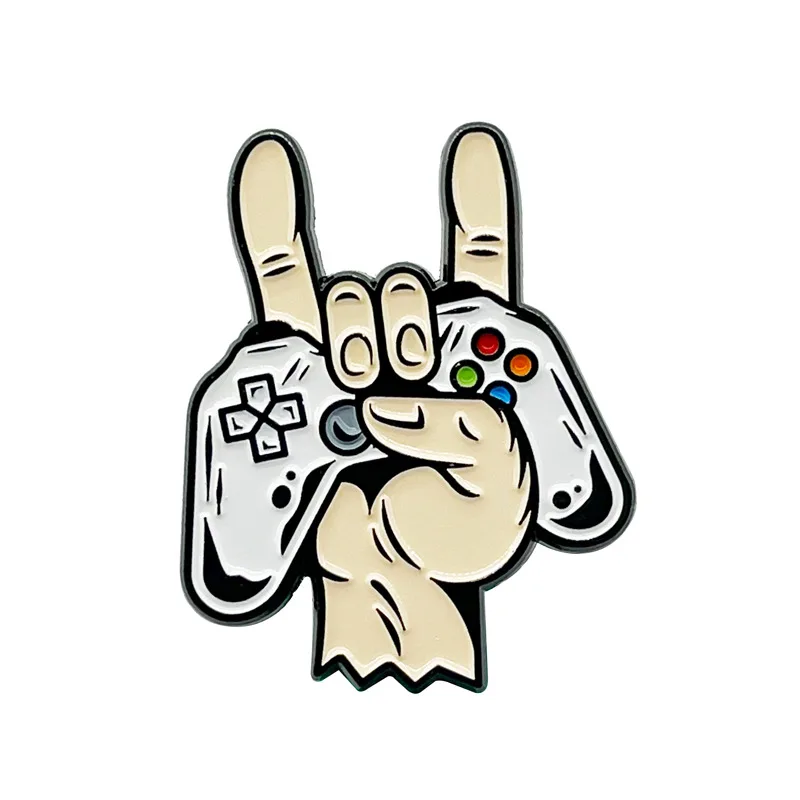 Game Controller Shape Metal Enamel Pin Gamer Backpack Lapel Decor Badge Accessory