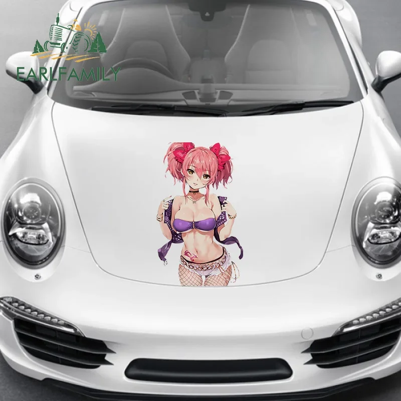 EARLFAMILY 43cm x 26.7cm for Sexy Anime Girl Car Stickers Car Accessories Decal Waterproof Sunscreen Occlusion Scratch Decor