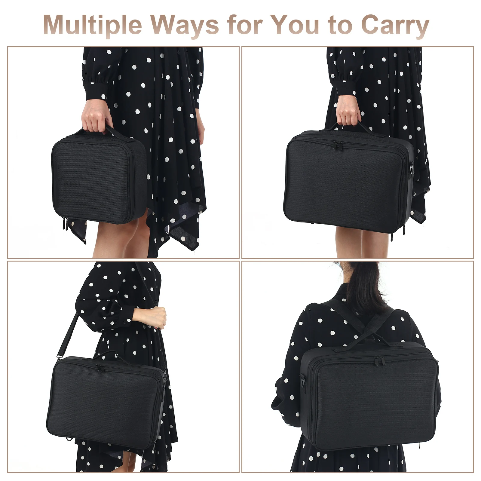 حقيبة مكياج للسفر، حقيبة تخزين مقاومة للماء، حقيبة مستحضرات التجميل، أدوات المكياج، حقيبة أدوات الزينة لمستحضرات التجميل، فرش المكياج، أدوات الزينة