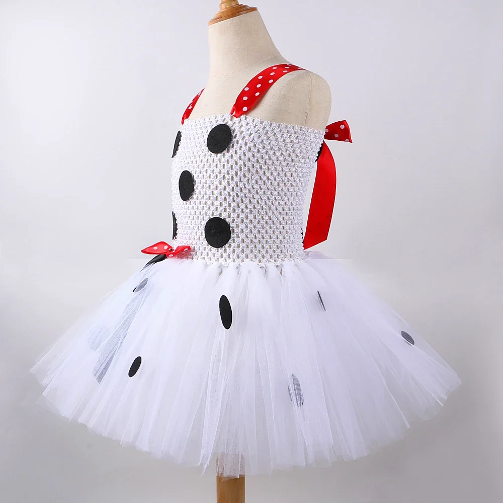 Baby Girls Dalmatian Dog Tutu Dress for Kids Spotty Puppy Costumes Birthday Halloween Outfit Child Animal Clothes with Ears Set