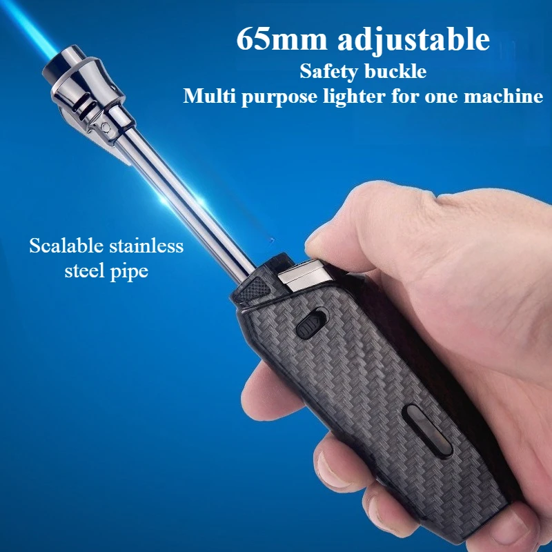 

Creative Shape Single Blue Flame Windproof LighterRetractable Flame Outlet DesignAdjustable FlameSafety Locking Ignition Gadgets