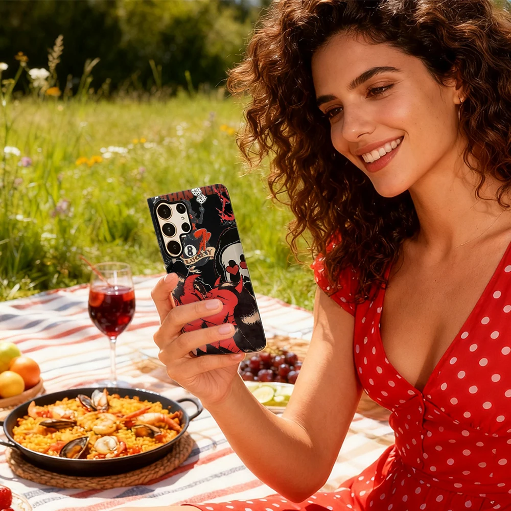 حافظة هاتف أكثر سخونة من الجحيم لهاتف سامسونج جالاكسي S25 Ultra S24 S23 Ultra Plus غطاء خلفي لامع بطبقة مزدوجة #6