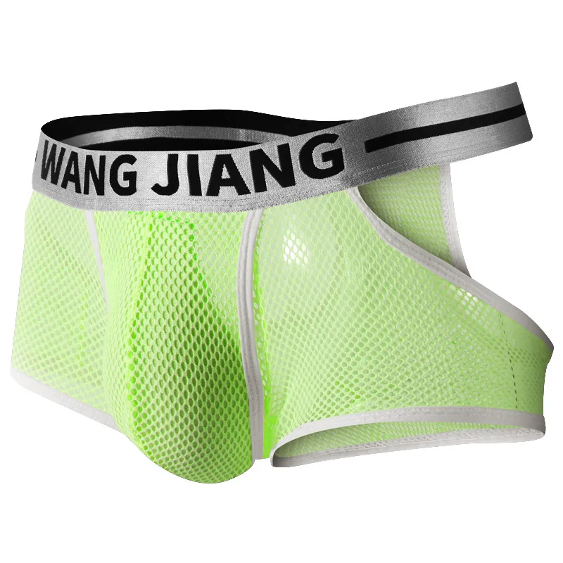 Men\'s Panties U Convex Pouch Underwear Mesh Transparent Hollow Panties Open Butt Thong Lingerie Low Waist Jock Strap Bikini