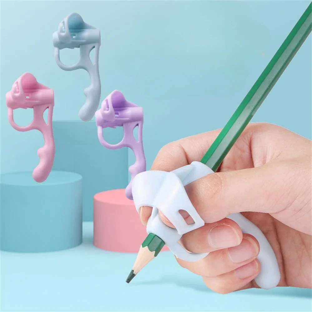 4er-Pack Ergonomischer Stiftgriff-Korrektor Weicher Gummi Schreibhaltungs-Trainer Kinder Schreibhilfe Korrektur-Schreibwaren-Werkzeug – Detail 3