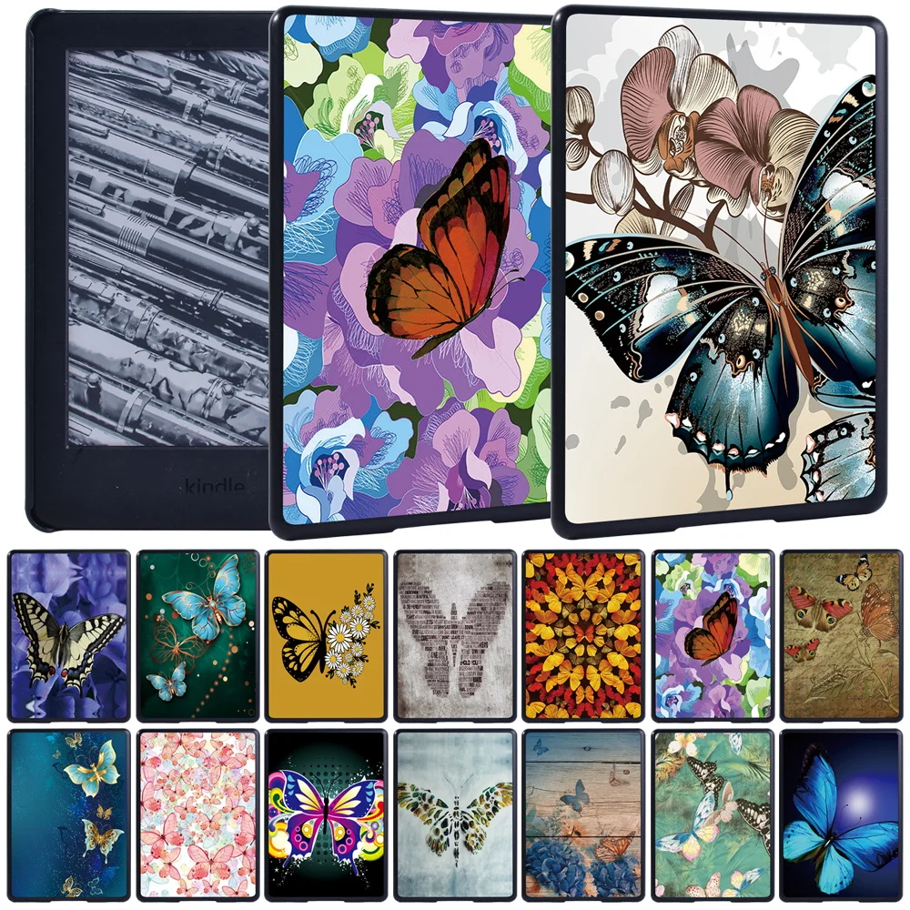 

Cover for Kindle Paperwhite 1/2/3/4 butterfly Pattern Tablet Plastic Ultrathin Hard Back Case for Kindle 10th 2019/8th Gen 2016