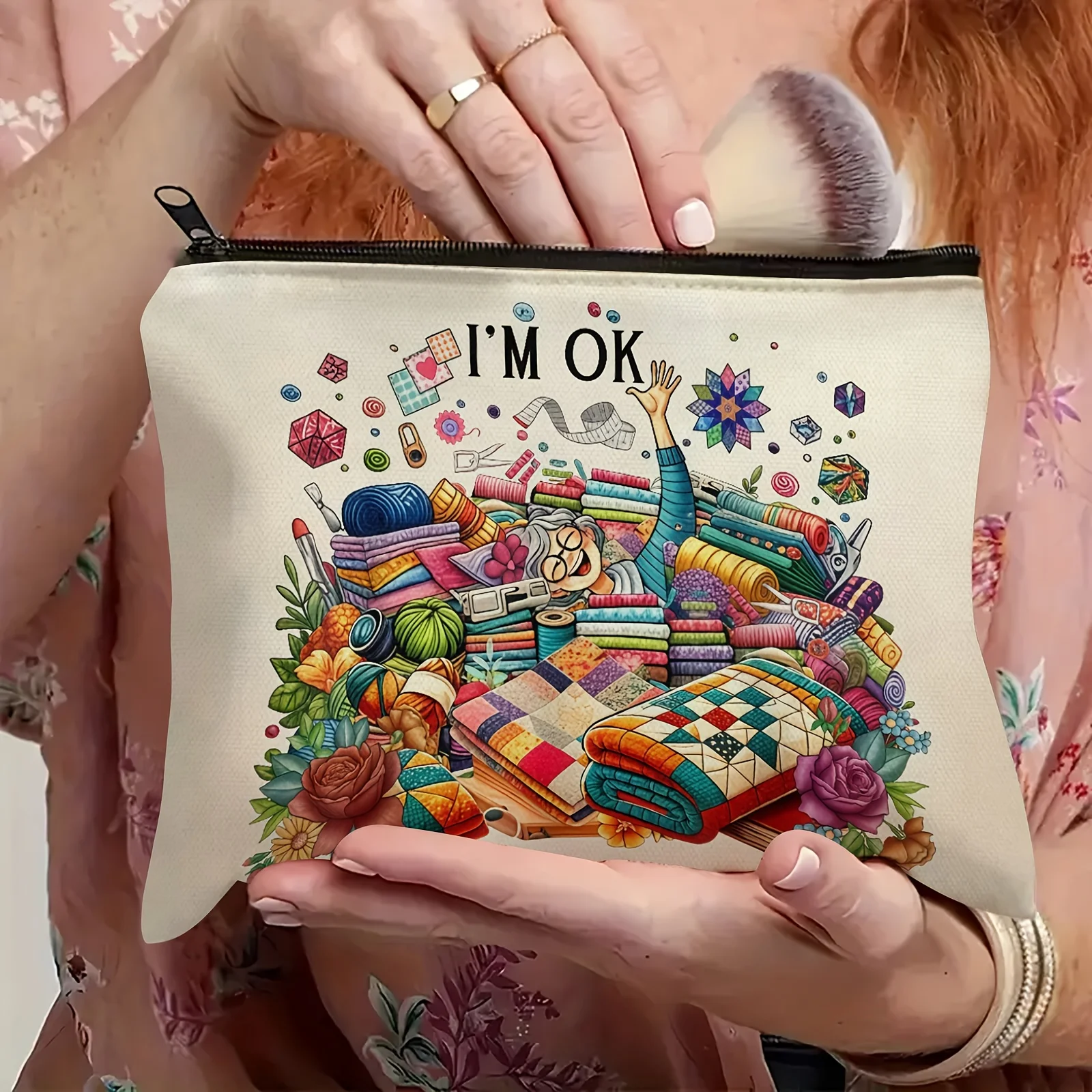 

A Funny Sewing Machine Makeup Bag - Cute Multifunctional Zipper Pouch, Jewelry Storage Bag, Perfect Travel Zipper Small Storage