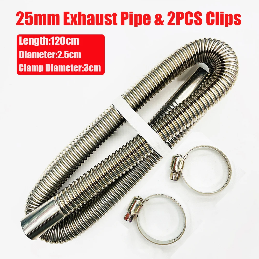 Tubulação de aço inoxidável da exaustão do carro, auto calefator do estacionamento do ar, 2 braçadeiras Fuel Tank, tubo da mangueira da exaustão, calefator diesel, 120cm