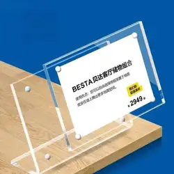 5pcs L Shape Magnetic Acrylic Sign Holder Display Stand Products Name Card Holder Menu Bread Price List Label Card Tags 105x70mm