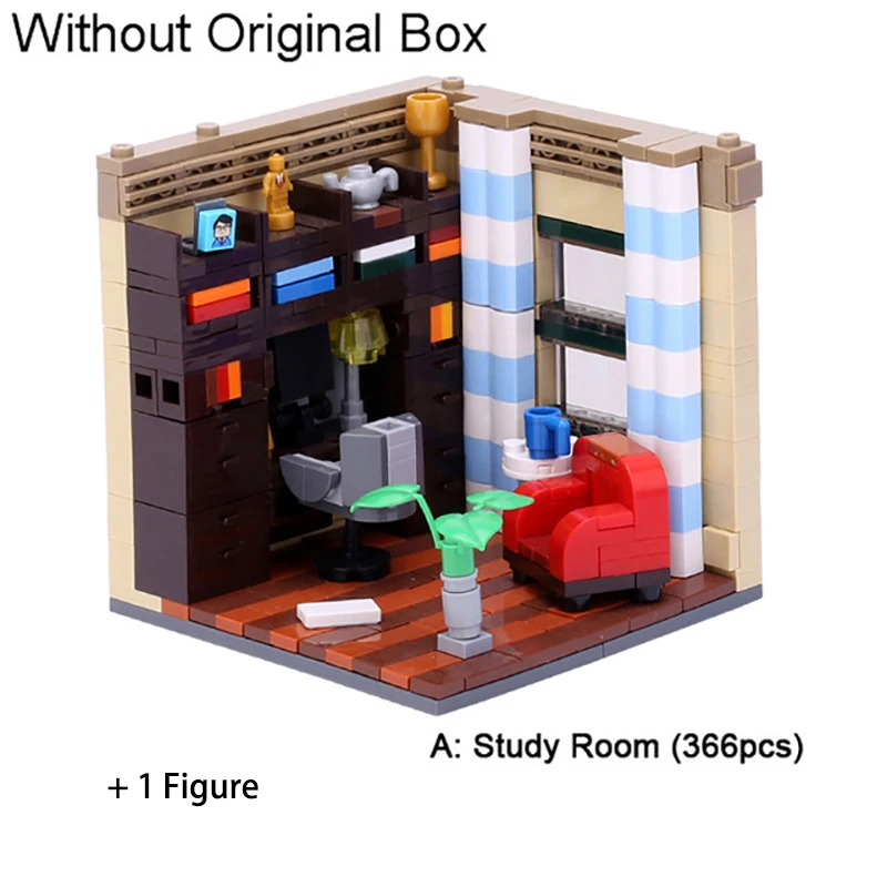 Bloques de construcción de escena de casa de ciudad urbana, juego de casa viva, bloques de juguetes educativos con figuras, escena de trabajo profesional