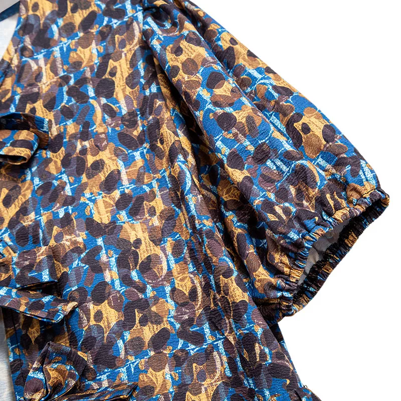 Multicolor Women's Shirts Casual Shirt Mini Top Lace-Up Hollowing Out Waist Slimming Fashion Office Ladies Short Sleeved Blouses