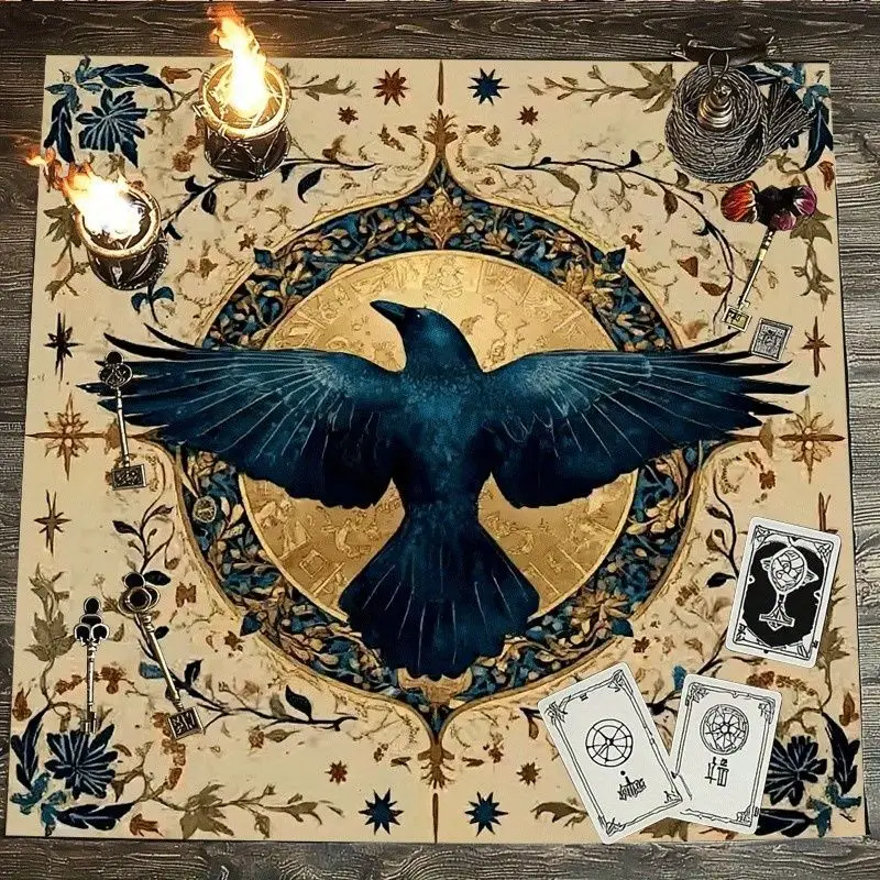 VIKAMA Purple Gold Flower Tail Snake Moon Phase Tarot Card Tablecloth Altar Divination Spiritual Divination Table Layout