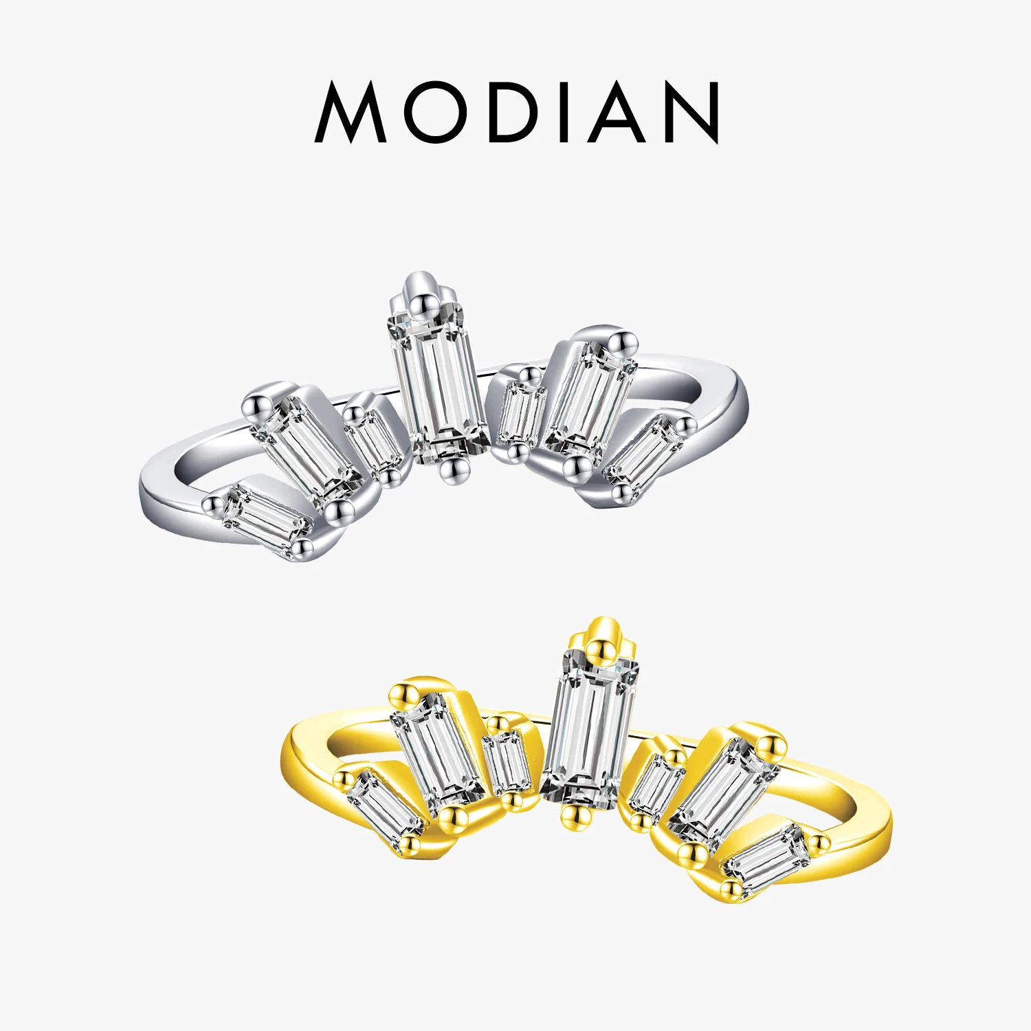 MODIAN 925 Sterling Silver Sparkling Clear Zircon Crown Fashion Finger Rings For Women Engagement Fine Jewelry