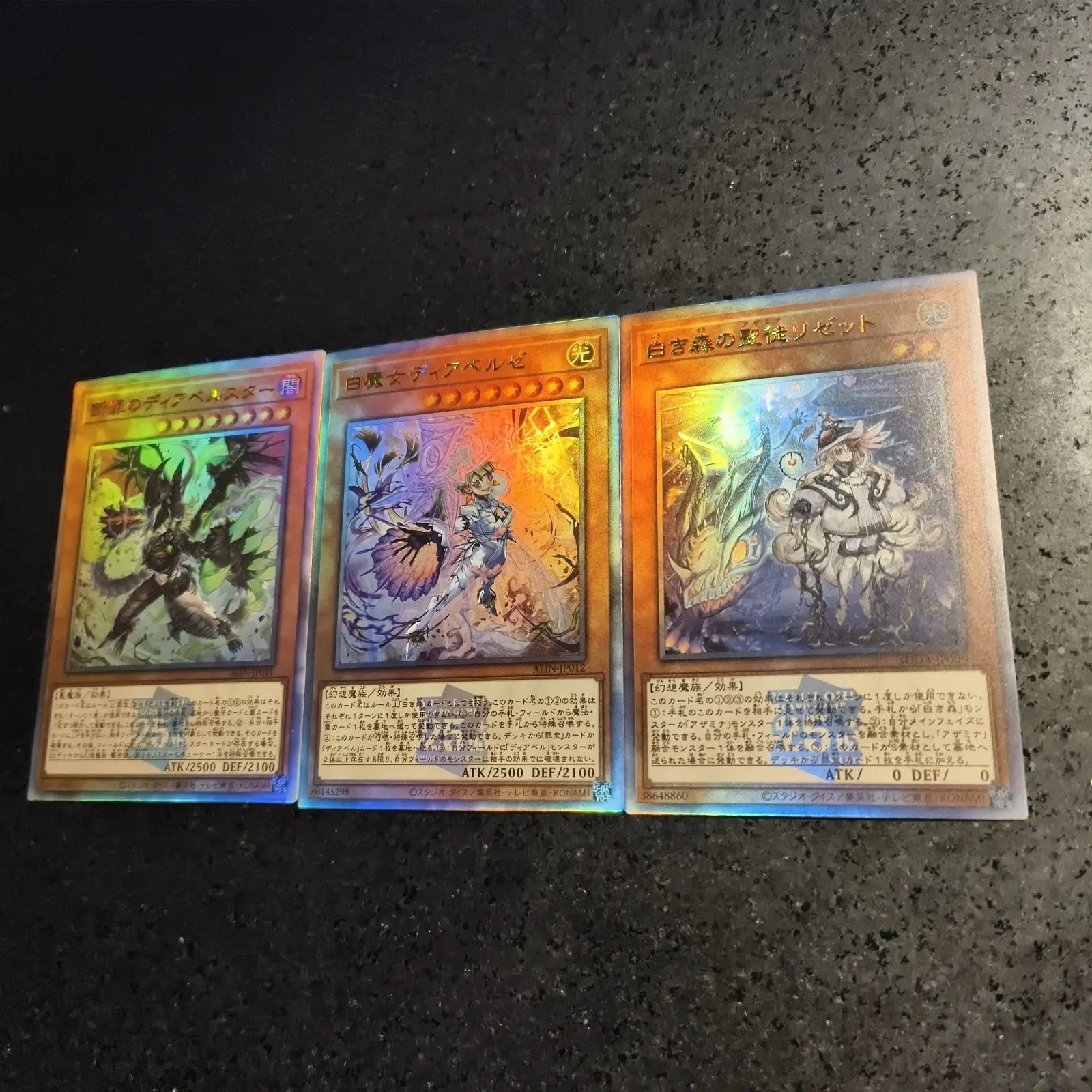 59X86Mm 3Pcs/set Diy Yu-Gi-Oh! Diabellstar The Black Witch Elzette of The White Forest Collection Card Color Flash Anime Card