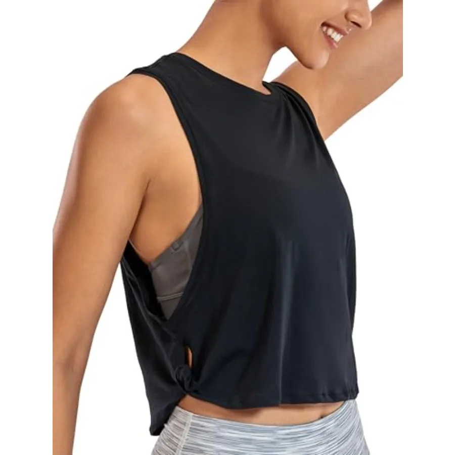 

CRZ YOGA Pima Cotton Armhole Tank Tops for Women - Workout Sport Athletic Yoga Running Gym Loose Crop Sleeveless Shirts
