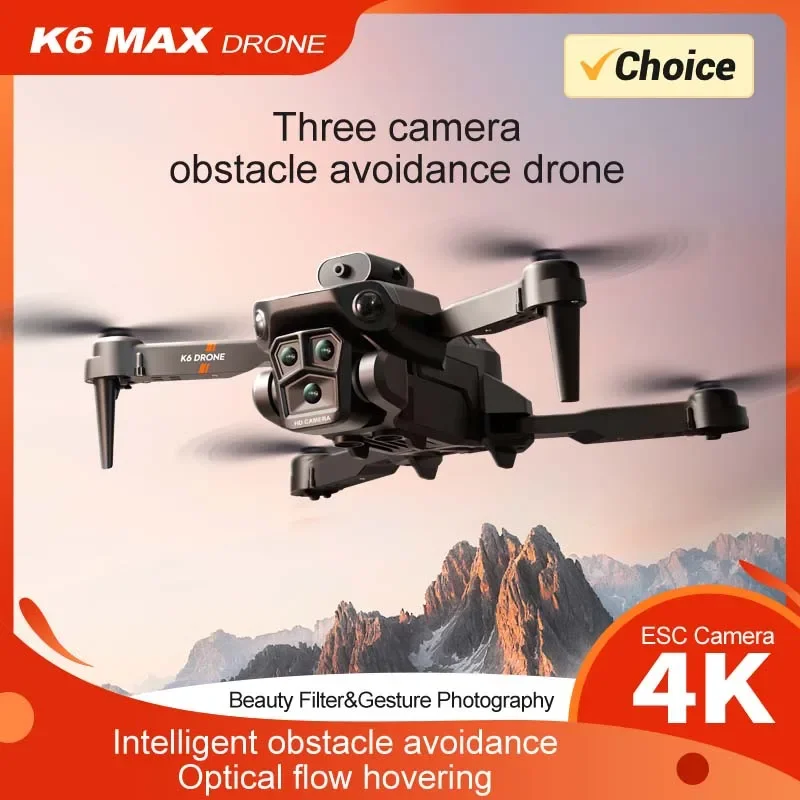 2024 New K6 Max RC Drone Three Camera 4K Professional Four Way Obstacle Avoidance Optical Flow Positioning Dron Toys Gifts