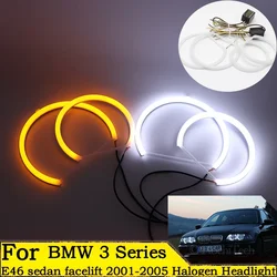 131mm+146mm Cotton Light Switchback LED Angel Eye Ring Kit For BMW 3 Series E46 Sedan Facelift 2001-2005 halogen Headlight