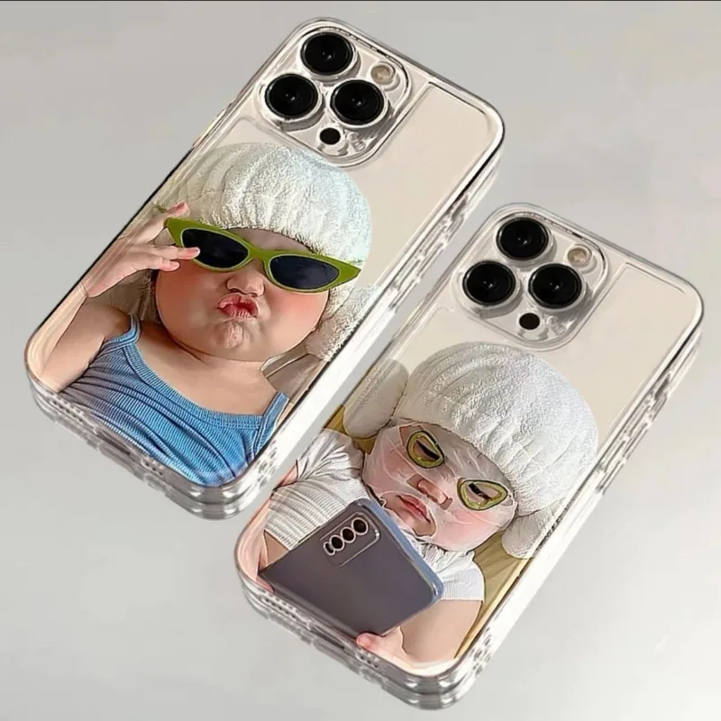 

Korean girl Apply Facial Mask Phone Case For iPhone 16 15 11 12 14 13 Pro Max Mini XS XSM XR 7 8 Plus SE4 Cute Covers Fundas