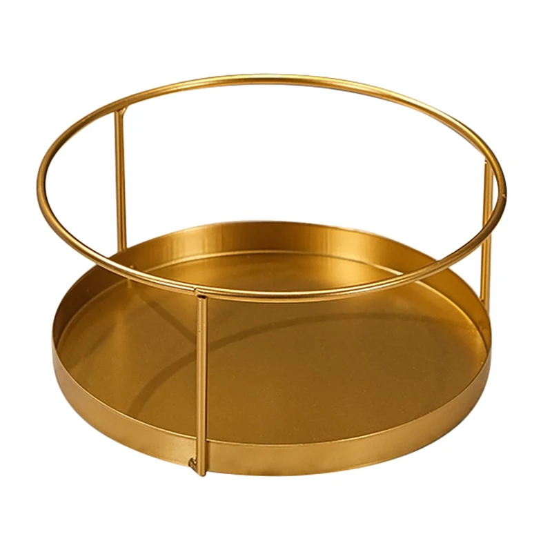 

Gold Metal Makeup Organizer Shelf Storage Basket Round Wire Vanity Organizer Rack For Dresser Bathroom