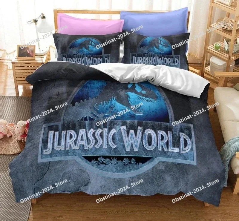 Fashion Comforters Quilt Bedroom Queen Dinosaur Duvet Cover 3D Jurassic Park Bedding Set Boys Home Textile Decor Queen King Size