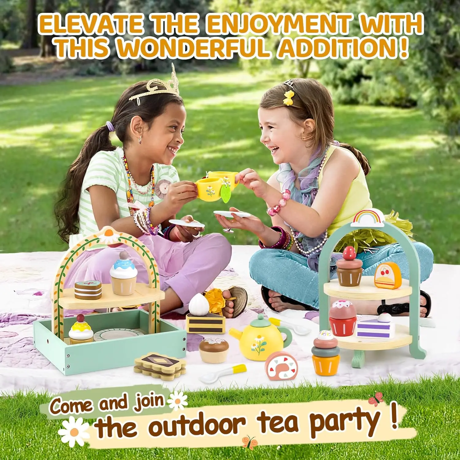 Kids Pretend Play Afternoon Tea Set Toy Pretend Play Food Children's Role Play Game Play House Kitchen Accessories Gift for Girl