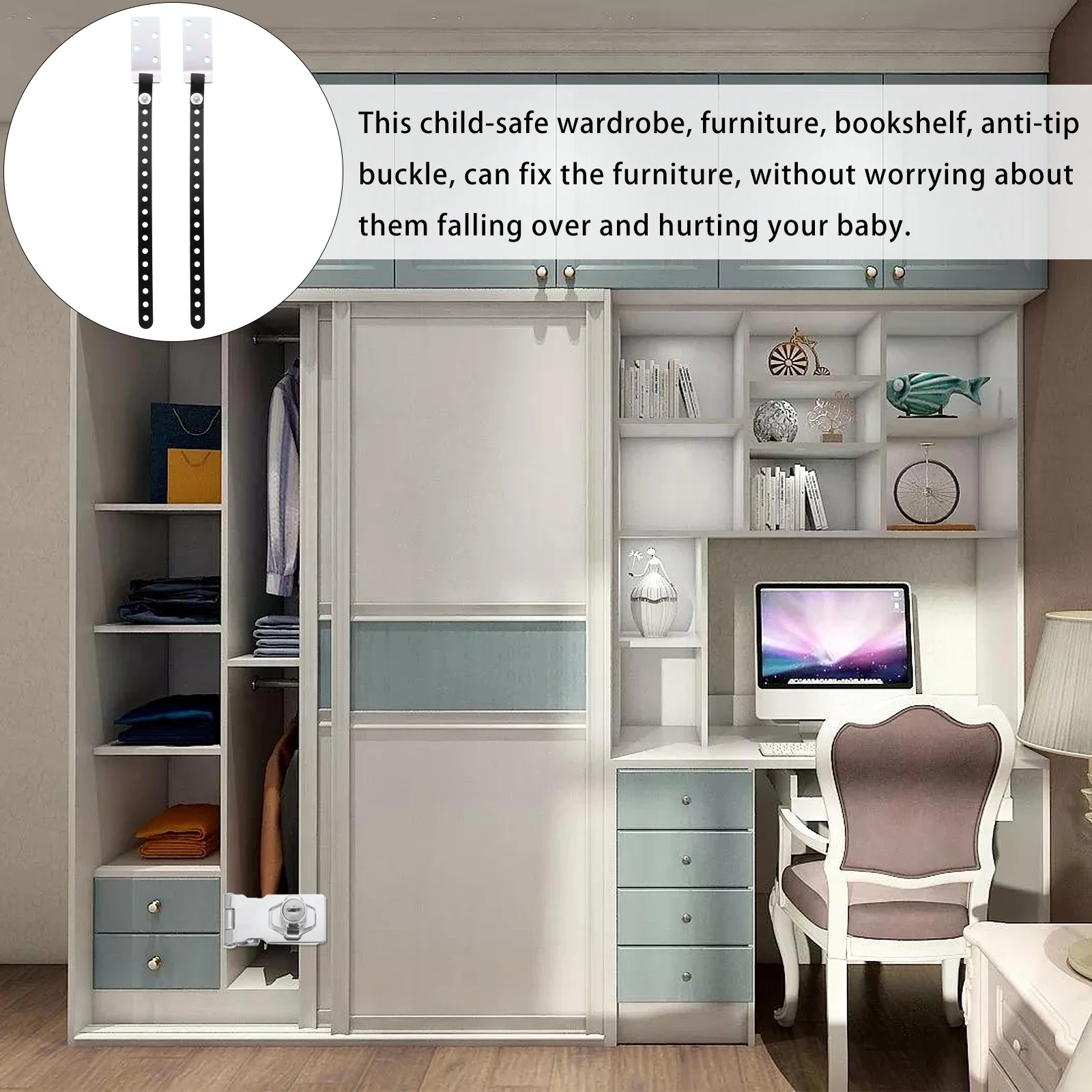 2 Pcs Anti-fall Device Tip Furniture Straps Wall Bookshelf Anti-tip Kids Bookcase Child Proof Safety Television