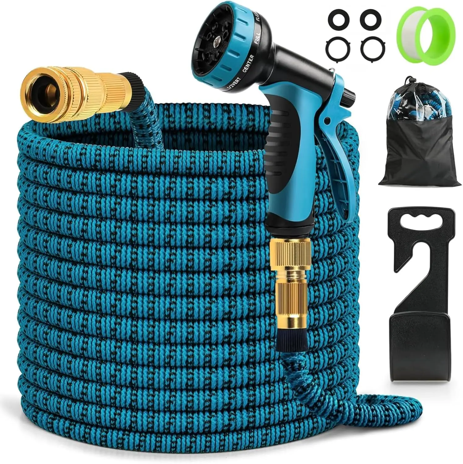 Expandable Garden Hose 7.5m 15m 30m, Ultra-Lightweight Design, 10 Modes Nozzle, Triple Latex Core; 4000D Fabric for Garden pet