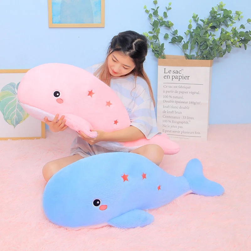 Cute Star Fantasy Dolphin Plush Toy, travesseiro para dormir baleia criativo, boneca cama menina, fantoche de conforto infantil, 60 80cm