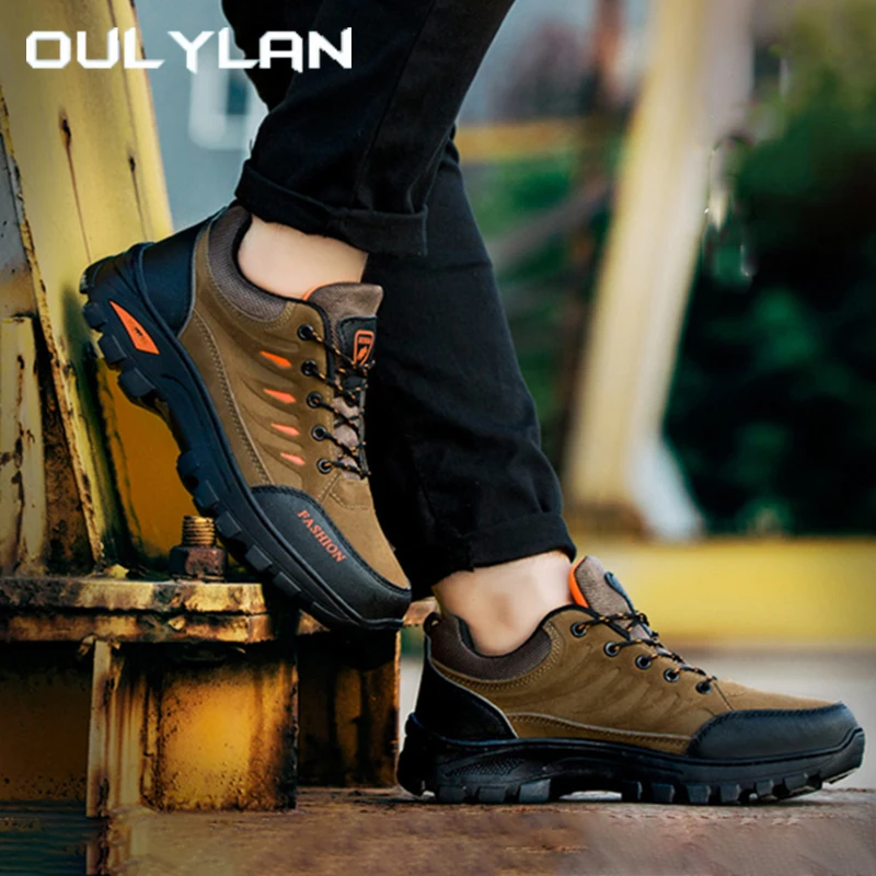 

Oulylan Men Wear Resistant Hiking Shoes Outdoor Casual Climbing Footwear Non-slip Lace Up Sneakers Thick Soled Comfortable Shoes