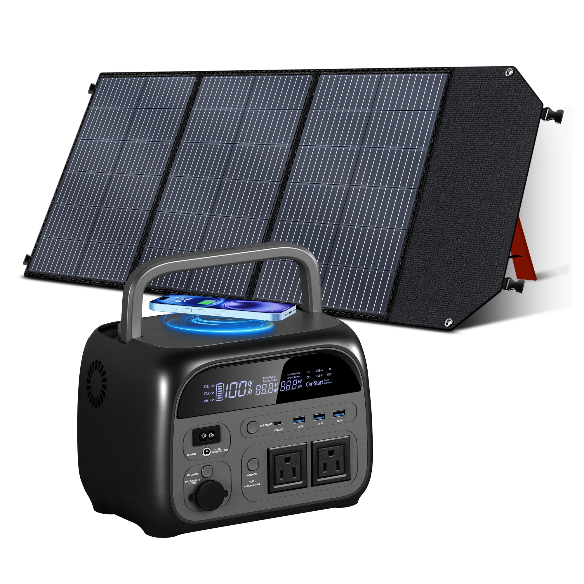 CTOLITY AP400 500W Solar Generator Portable Power Station 345Wh LiFePO4 Battery 110V 220V AC Output Home Camping Travel RVs