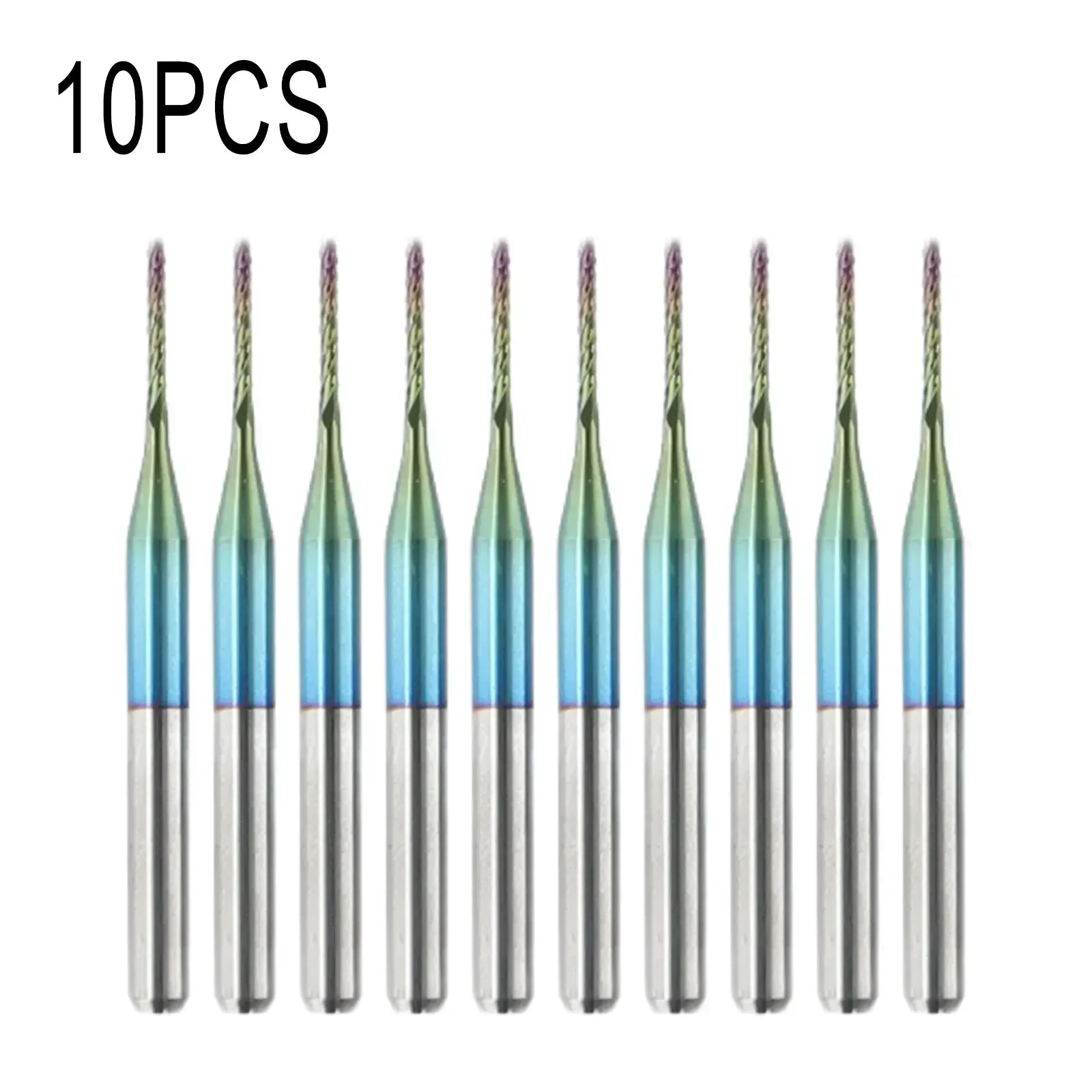 10pcs 1mm Milling Cutter Carbide Router Cutting Bit Blue Corn End For PCB SMT CNC Mold Engraving Plastic Cutting Tool