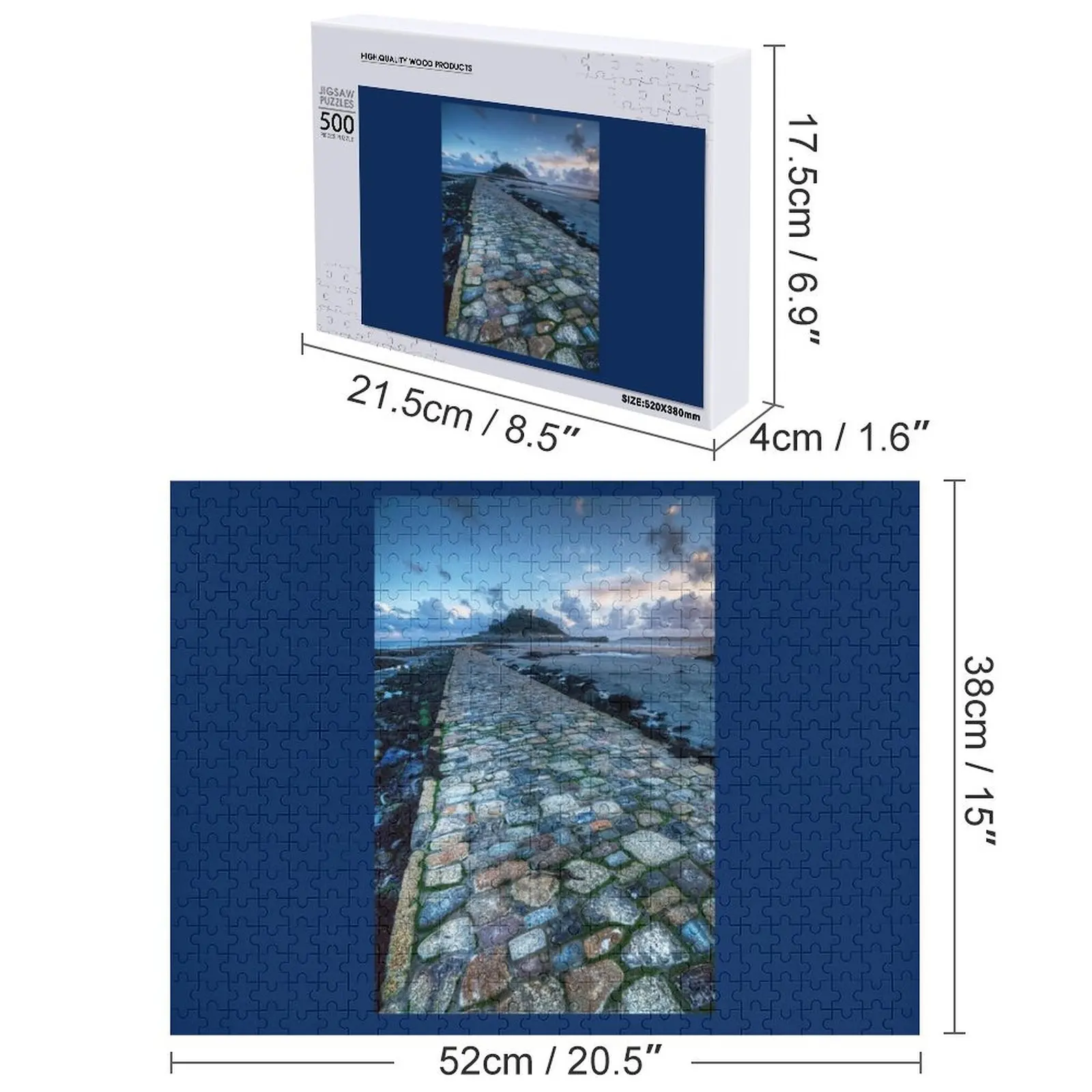 จิ๊กซอว์ คอร์เวย์ ทู สเตน ไมเคิลส์ มานท์ ประเทศคอร์นวอลล์ สหราชอาณาจักร ของเล่นแบบปรับแต่งได้ จิ๊กซอว์ไม้สำหรับเด็กและผู้ใหญ่