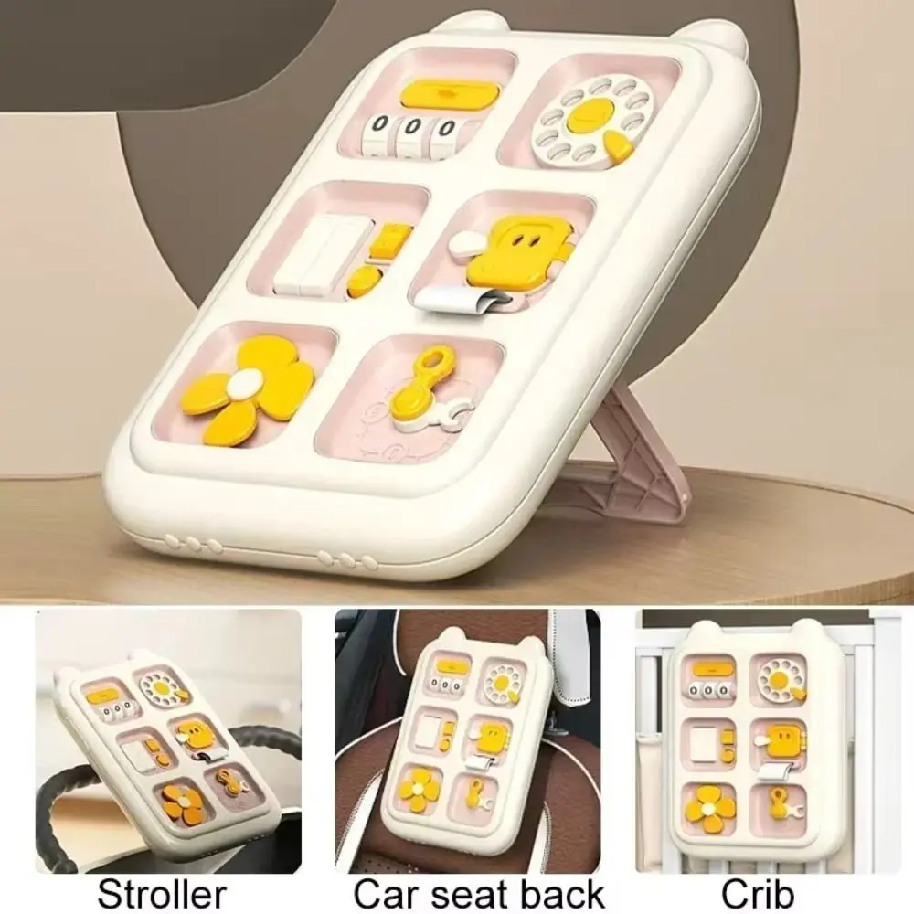 

Plastic 6 in 1 Busy Board Puzzle Toy Learning Multifunction Fidget Toys DIY Interactive Sensory Early Education Toys