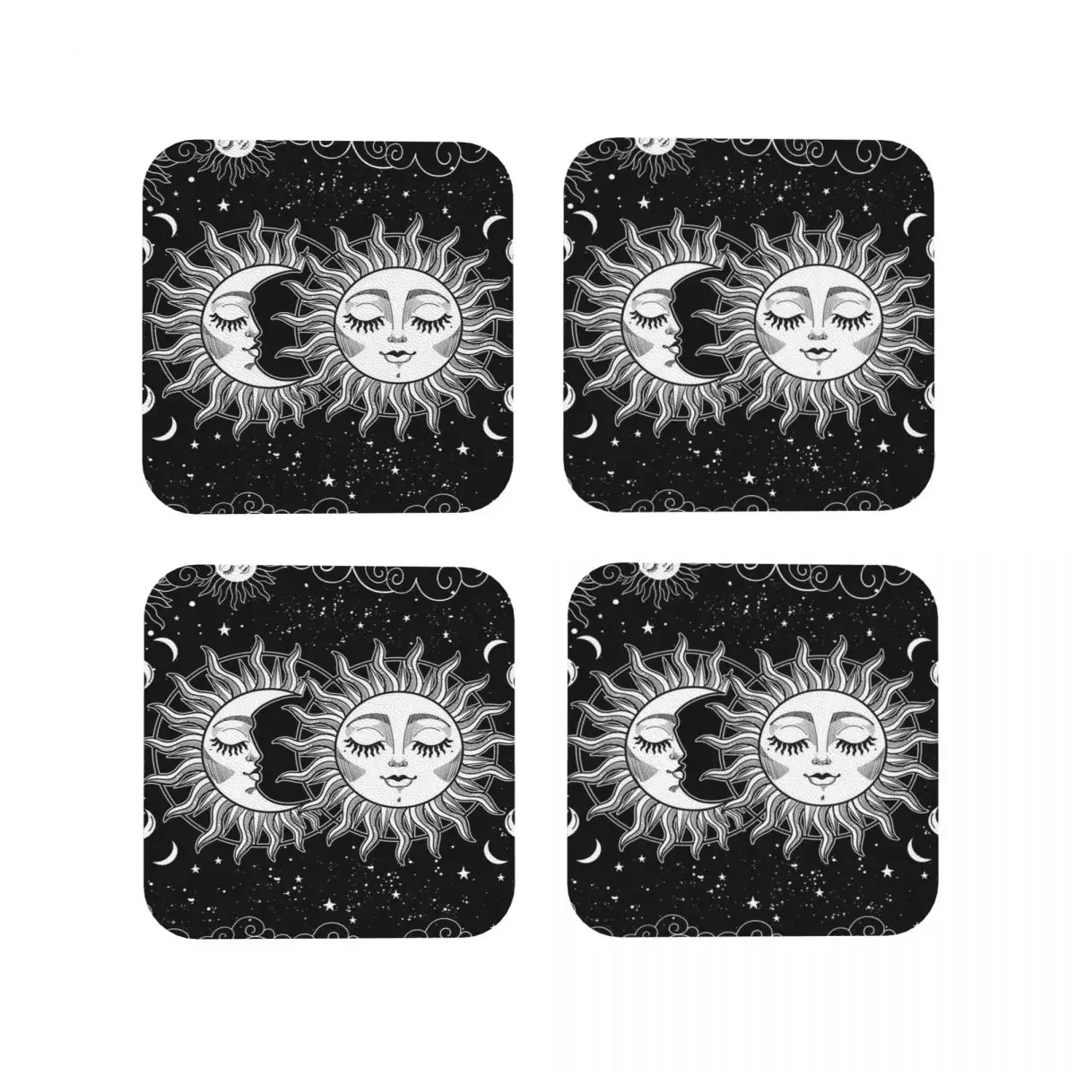 Mandala Tarot Coasters Coffee Mats Leather Placemats Mug Tableware Decoration & Accessories Pads for Home Kitchen Dining Bar