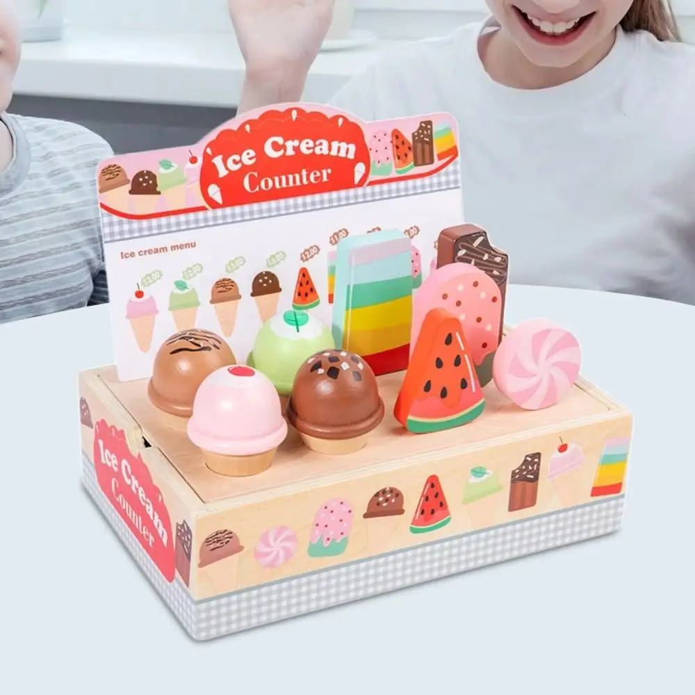 

Wooden Role-playing Ice Cream Toy Play House Pretend Play Counter Playset Pretend Toys Exquisite Cognitive