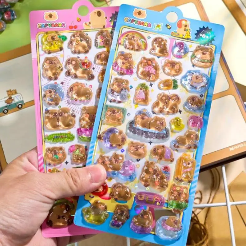 Durable High Quality 3d Cartoon Capybara Relief Crystal Stickers Diy Scrapbook Sticker Phone Case Decoration Gifts