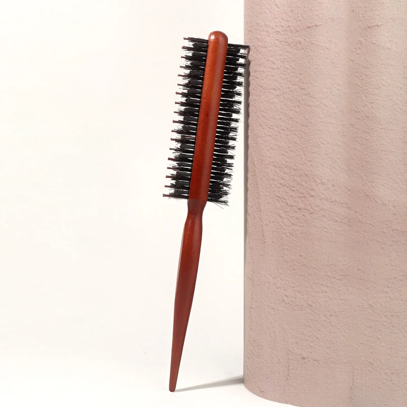 Double-Sided Salon Teasing Back Hair Brushes Boar Bristle Wood Slimline Comb Hair Brush Extension Hairdressing Styling Tools