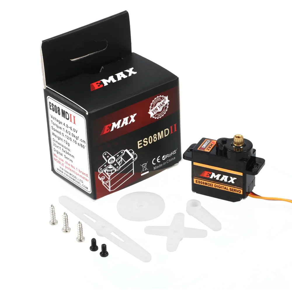 2/4/10pcs EMAX  ES08MD II Metal GEAR Digital Servo up SG90 ES08A ES08MA MG90S TREX 450 Helicopter Airplane Rc Robot view 3
