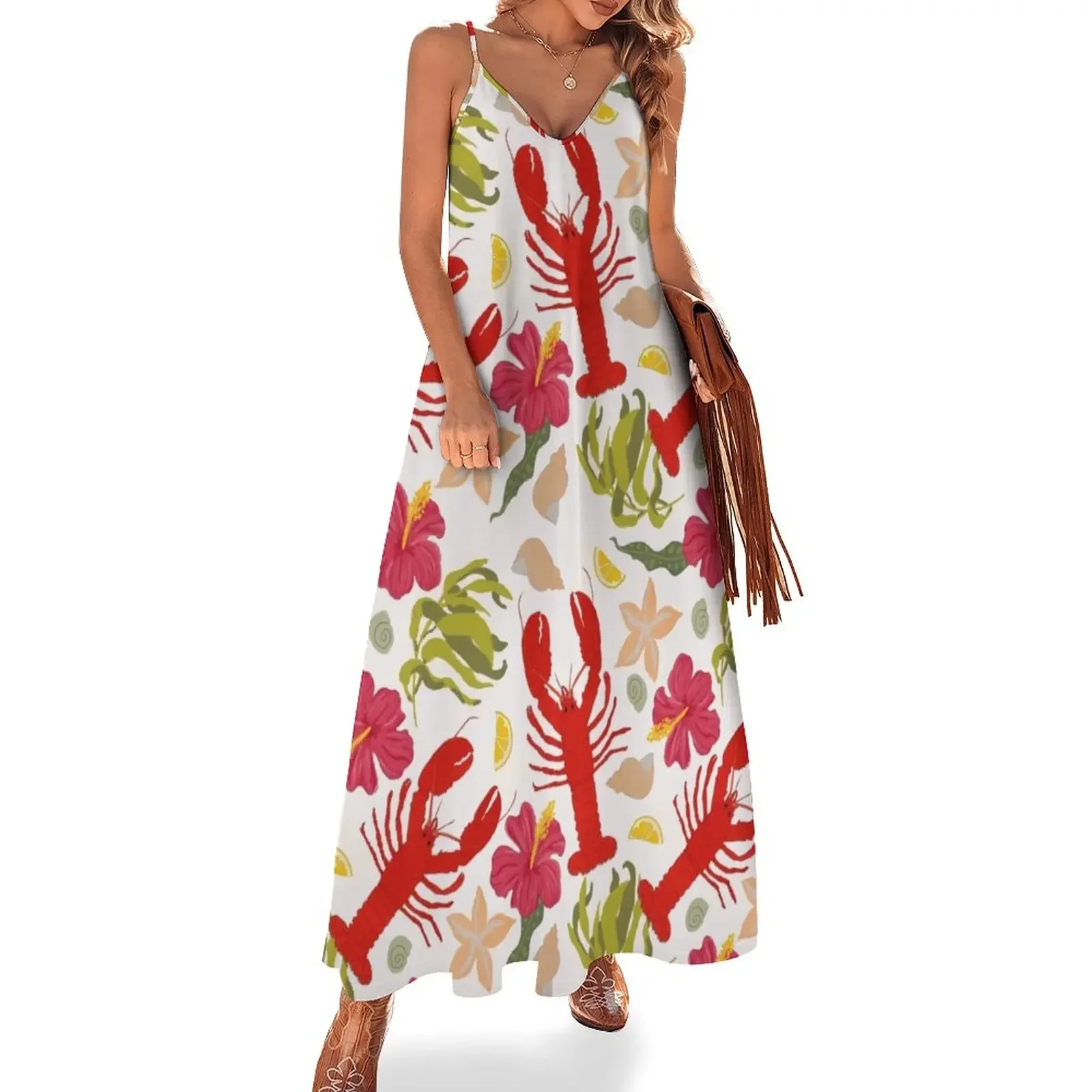 Red lobster Sleeveless Dress elegant women's sets women's summer dresses 2024