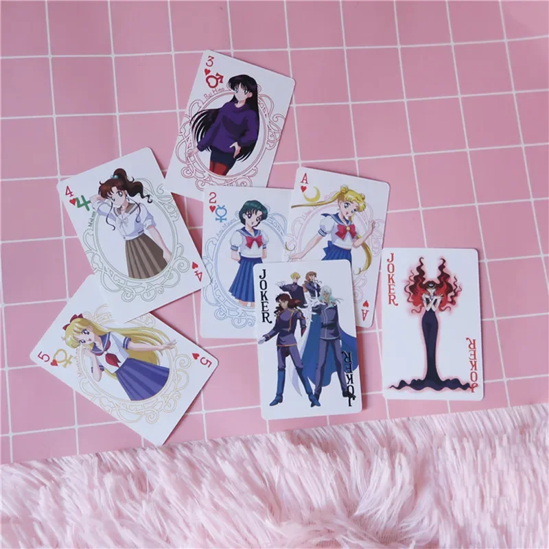 Sailor Moon Playing Card Game Card Group Creative Cartoon Waterproof Poker Suit Magic Poker Package Board Hot Toys Collection