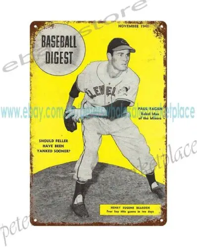 1948 Baseball Digest cover Paul Fagan,  metal tin sign metal