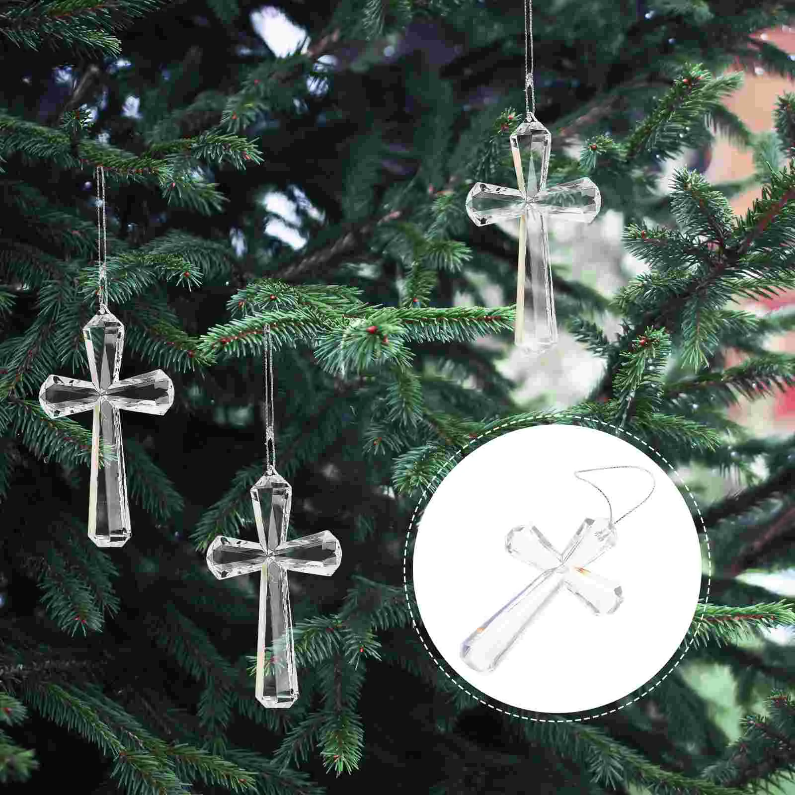 Decor Transparent Cross Christmas Pendant Lights Outdoor Decorations Indoor Festoon