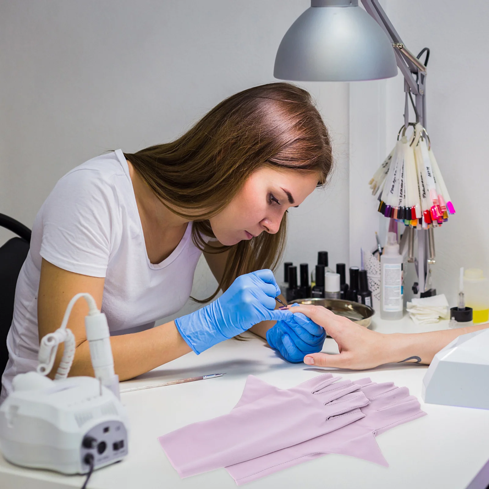 

2pcs Sun Protection Gloves For Women Uv Protective Manicure Fingerless Gloves For Gel Nail Art Manicure Tools