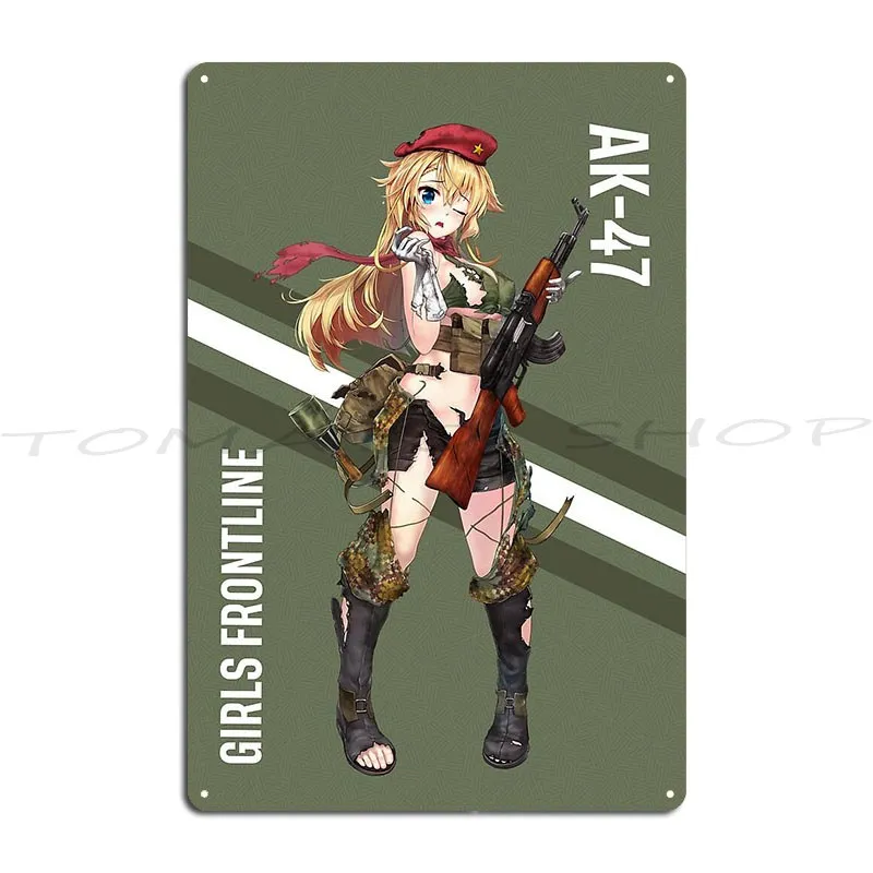 Welcome To Ak-47 Girls Frontline Metal Signs Garage Wall Decor Retro Garage Designer Tin Sign Poster