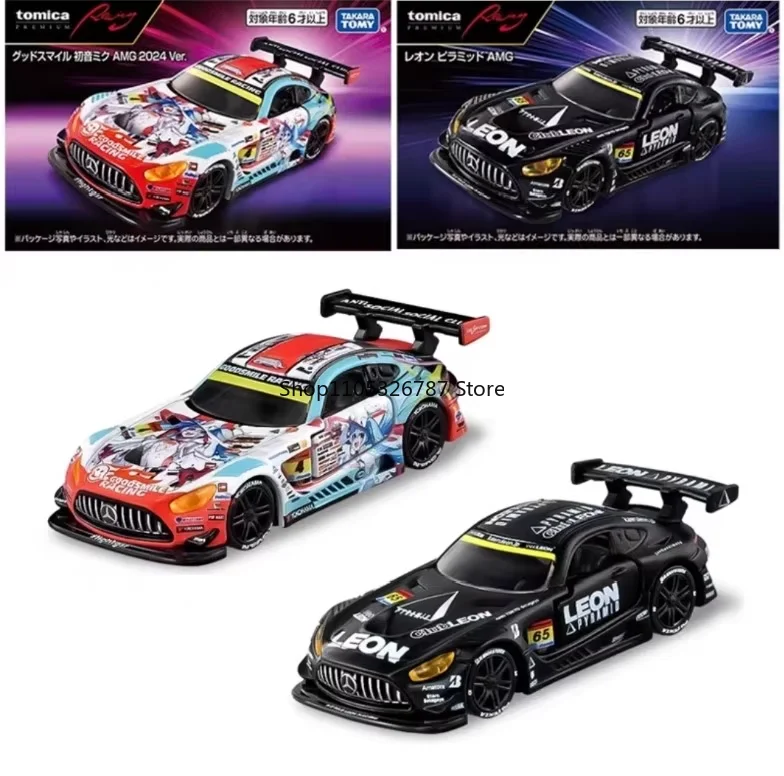 original-genuine-takara-tomy-tpr-mercedes-amg-hatsune-miku-leon-sports-car-diecast-model-set-of-2-official-new-in-stock