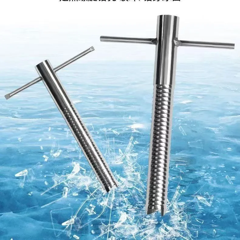 Stainless Steel Tent Pegs for Camping Ice Fishing Ice Drill Bit Portable Ice Auger Drill Pointed Fishing Drill